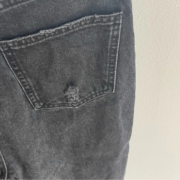 Zara Mom Fit Jeans Straight Leg Ripped Black - Picture 10 of 12